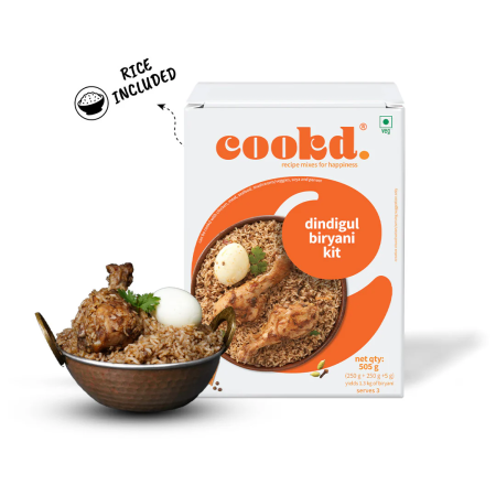 Cookd:Dindigul Briyani Kit (505g) with Seasoning Oil and Seeraga Samba Rice